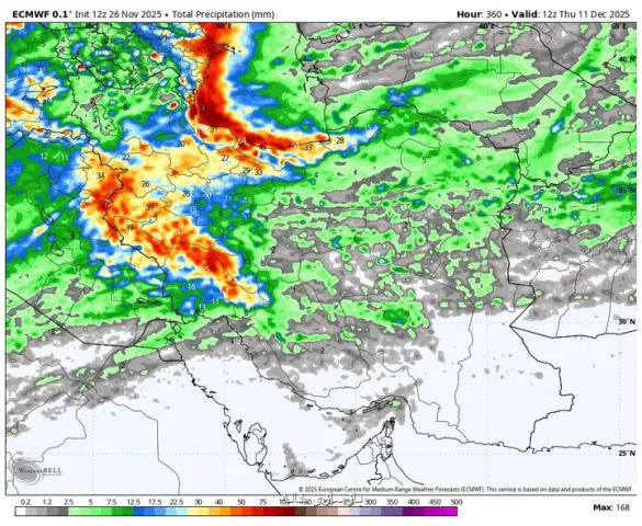 اخطار بی هنجاری سرما در نیمه جنوبی کشور بارندگی های 2 روزه در سواحل خزر