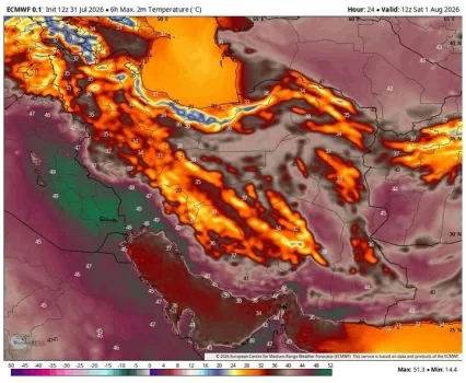 اخطار قرمز هواشناسی برای گرمای 50 درجه بارندگی های سیل آسا در 3 استان
